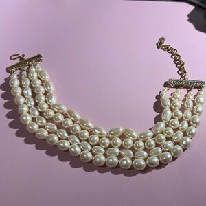 Carolee Gold and Multistrand Cream Pearl Necklace